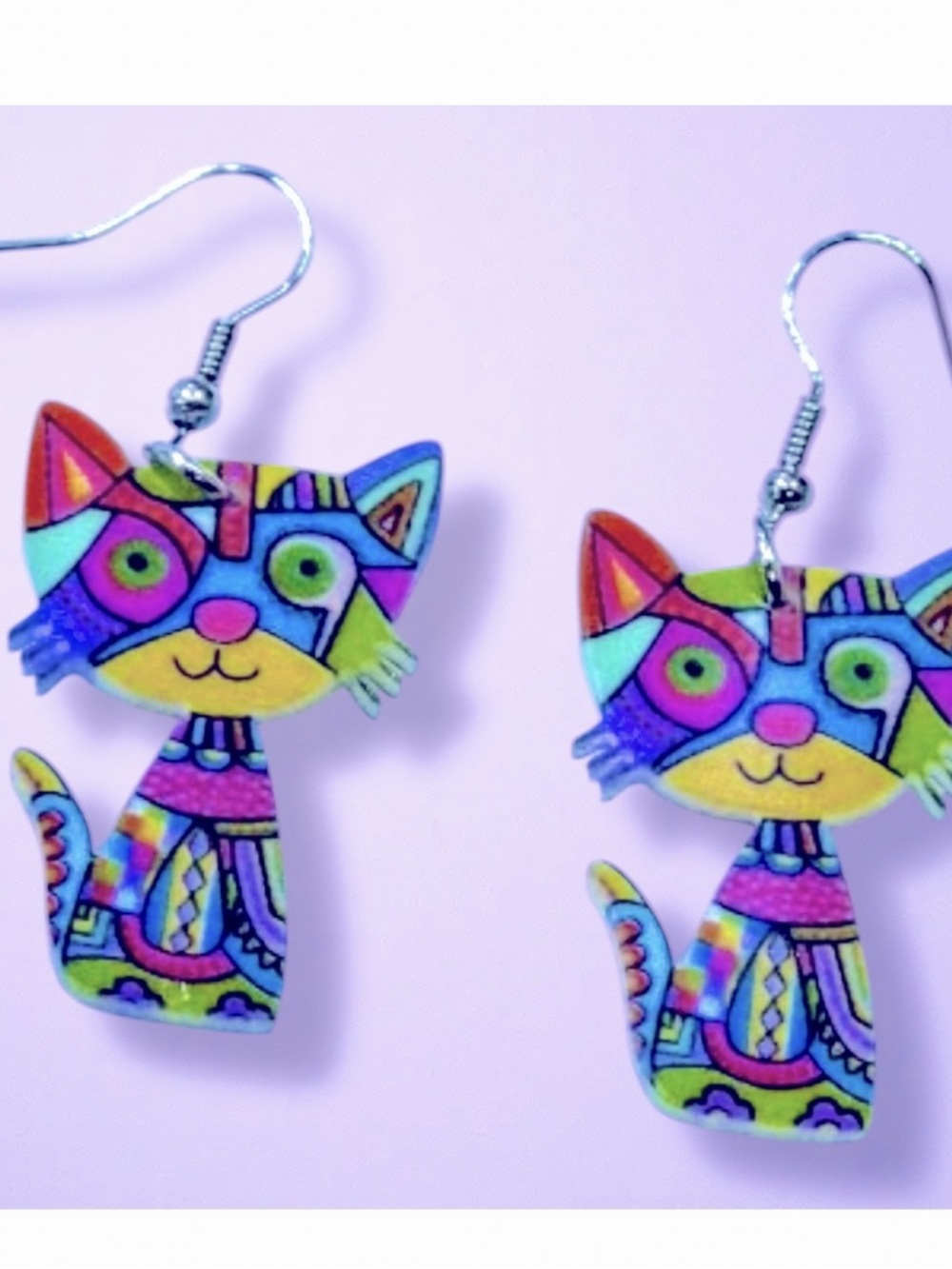 🎉HP🎉 Cat Kitten Multicolored Acrylic Dangle Earrings